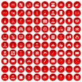 100 profession icons set red