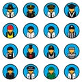 Profession icons vector set. Avatar. Character symbol. Flat style. For web and mobile