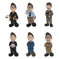 Profession Man Collection Color Illustration Royalty Free Stock Photo