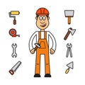 Profession set : builder woman Royalty Free Stock Photo