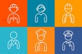 Profession set line icons. Set of people avatars. Royalty Free Stock Photo