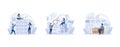 IT profession set. Programmer write software and create code for computer. Coding script for project and app, set flat vector Royalty Free Stock Photo