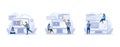 IT profession set. Programmer write software and create code for computer. Coding script for project and app, set flat vector Royalty Free Stock Photo
