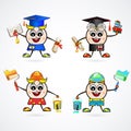 Profession and stuff characters set of different professions. Graduate. Painter. Workman. Royalty Free Stock Photo