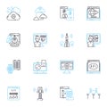 Professional advancement linear icons set. Promotion, Nerking, Leadership, Skills, Development, Growth, Learning line Royalty Free Stock Photo