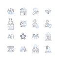 Professional affairs line icons collection. Credentialing, Nerking, Compliance, Mentorship, Licensure, Ethics Royalty Free Stock Photo