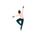 Professional African American Male Ballet Dancer Dancing Classical Ballet Dance Vector Illustration