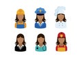 Professional african women occupation icon set vector