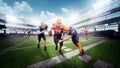 Professional american football players in the action on stadium Royalty Free Stock Photo