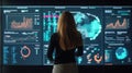 Professional analyzing data visualizations on multiple digital screens