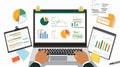 Professional Analyzing Digital Reports on Laptop