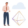 Professional analyzing geometric design with futuristic concepts under a cloud Royalty Free Stock Photo