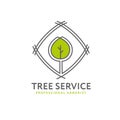 Professional Arborist Tree Care Service Organic Eco Sign Concept. Landscaping Design Raw Vector Illustration Royalty Free Stock Photo