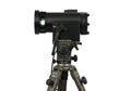 Professional astronomical telescope mounted on a sturdy tripod with control knobs and a green illuminated display Royalty Free Stock Photo