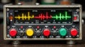 Professional audio equipment with colorful signal display and control knobs Royalty Free Stock Photo