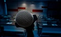 Professional Audio Microphone Grille selective focus Royalty Free Stock Photo