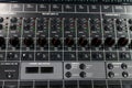 professional audio mixer and amplifier with different knobs for Royalty Free Stock Photo