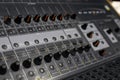 professional audio mixer and amplifier with different knobs for Royalty Free Stock Photo