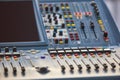 Professional audio mixer console detail. Sound equipment. Live event