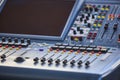 Professional audio mixer console detail. Sound equipment. Live event