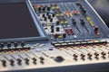 Professional audio mixer console detail. Sound equipment. Live event