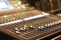 Professional audio Mixer and Professional Headphones in the Recording Studio. Sound Mixing Desk. Sound Mastering For Radio and TV Royalty Free Stock Photo