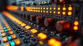 Professional Audio Mixing Console Close-up