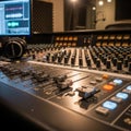 Professional audio mixing console in a modern recording studio setup Royalty Free Stock Photo