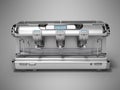 Professional automatic coffee machine for three posts front view 3d rendering on gray background with shadow