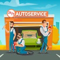 Professional Autoservice Male Team Presentation Royalty Free Stock Photo