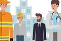 Professional avatars men at the city vector design