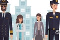 Professional avatars people at the city vector design