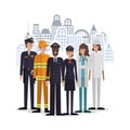 Professional avatars people at the city vector design