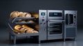 professional bakery kitchen and stainless steel convection. Ai Generated