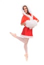 Professional ballerina tiptoe in Christmas dress Royalty Free Stock Photo
