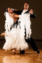 Professional ballroom dance couple preform an exhibition dance Royalty Free Stock Photo