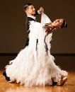 Professional ballroom dance couple preform an exhibition dance Royalty Free Stock Photo