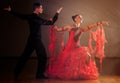 Professional ballroom dance couple preform an exhibition dance Royalty Free Stock Photo