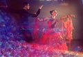 Professional ballroom dance couple preform an exhibition dance Royalty Free Stock Photo