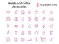 Professional barista accessories line icons set. Coffee shop professional tools. Isolated vector stock illustration Royalty Free Stock Photo