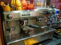 Professional barista coffee espresso making machine Royalty Free Stock Photo