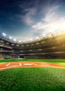 Professional baseball grand arena in sunlight Royalty Free Stock Photo