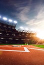 Professional baseball grand arena in sunlight Royalty Free Stock Photo