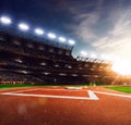 Professional baseball grand arena in sunlight Royalty Free Stock Photo