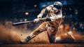 Professional baseball player in action on grand arena Generative AI Royalty Free Stock Photo