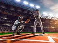 Professional baseball players on grand arena Royalty Free Stock Photo