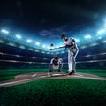 Professional baseball players on grand arena Royalty Free Stock Photo