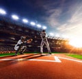 Professional baseball players on grand arena Royalty Free Stock Photo