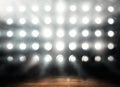 Professional basketball parquet in lights background render Royalty Free Stock Photo