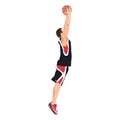 Professional basketball player jumping and shooting ball into the hoop, vector illustration Royalty Free Stock Photo